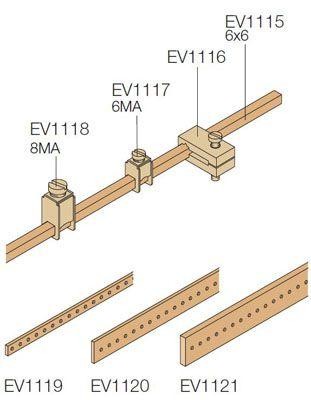  Шина 50х5 Ш=2000мм с отверст. М6 (уп.2шт) ABB EV1121 
