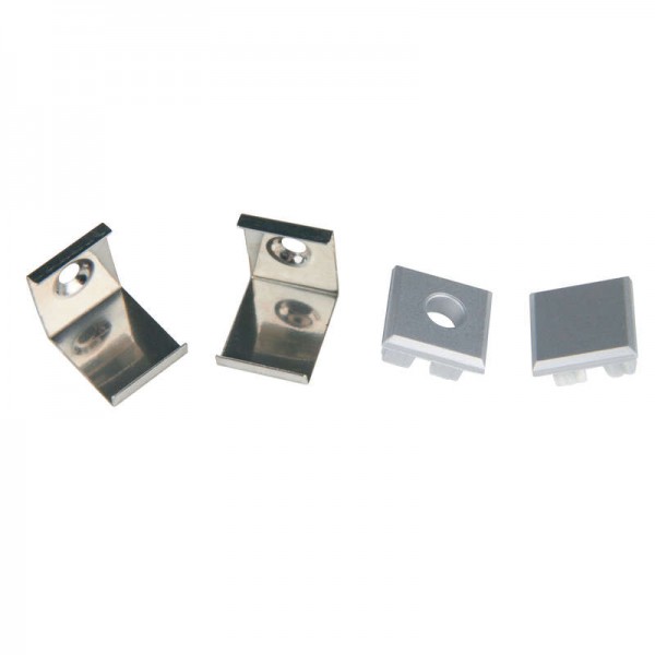  Набор аксессуаров UFE-N05 SILVER A POLYBAG для алюм. профиля крепеж. скобы 4 шт. сталь заглушки 4 шт. пластик серебр. Uniel UL-00000625 