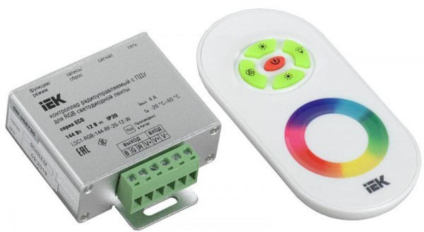  Контроллер с ПДУ радио RGB 3 канала 12В 4А 144Вт белый ИЭК LSC1-RGB-144-RF-20-12-W 