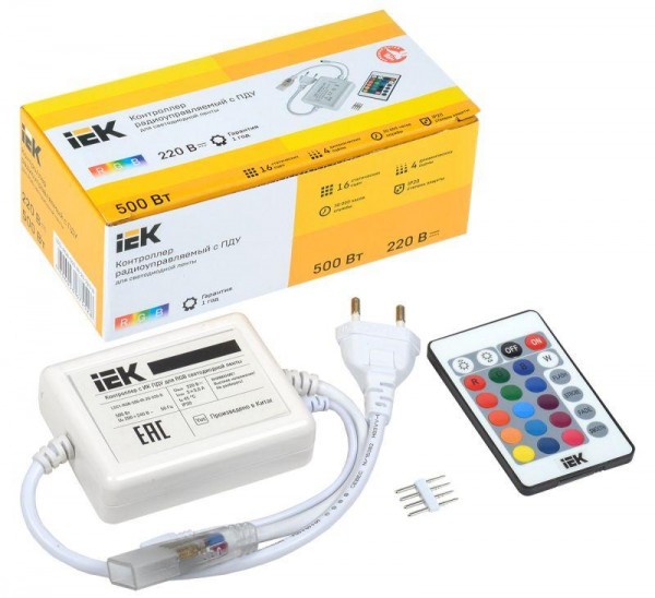  Контроллер с ПДУ ИК RGB 3 канала 220В 3А 500Вт ИЭК LSC1-RGB-500-IR-20-220-B 