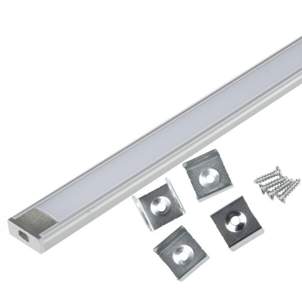  Профиль накладной UFE-K02 SILVER/FROZEN 200 POLYBAG алюм. мат. рассеив. 200см в компл. 2 заглушки и 4 крепежа Uniel UL-00005027 