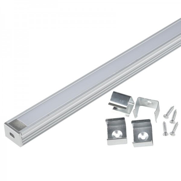  Профиль накладной UFE-K10 SILVER/FROZEN 200 POLYBAG алюм. мат. рассеив. 200см к компл. 2 заглушки и 4 крепежа Uniel UL-00005029 