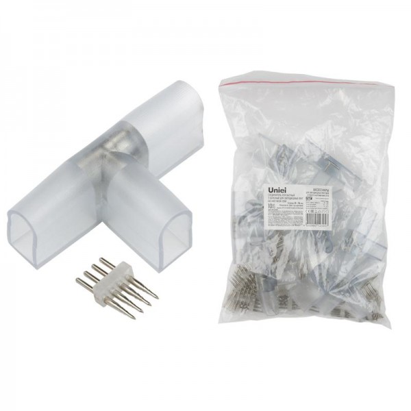  Соединитель Т-образный UTC-K-34/N22 CLEAR 010 POLYBAG для светод. лент ULS-N22 RGB NEON 220В 4 контакта. (уп.10шт) Uniel UL-00005796 