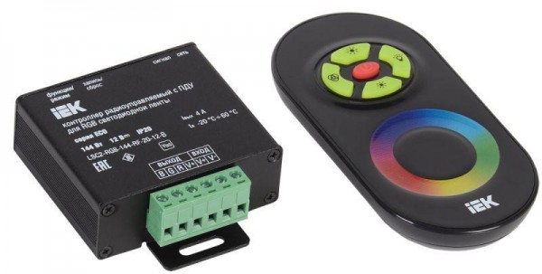  Контроллер с ПДУ радио RGB 3 канала 12В 4А 144Вт черн. IEK LSC1-RGB-144-RF-20-12-B 