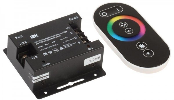  Контроллер с ПДУ радио RGB 3 канала PRO 5050 12В 6А 216Вт черн. IEK LSC1-RGB-216-RF-20-12-B 