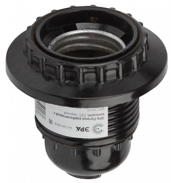  Патрон карболитовый с кольцом E27-R (CARB) черн. ЭРА Б0027989 