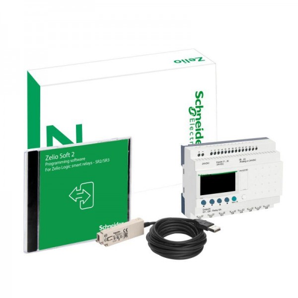  Комплект ZELIO LOGIC (компактное реле+ПО+кабель SR2USB01)12вх/8вых питание 24В SchE SR2PACK2BD 