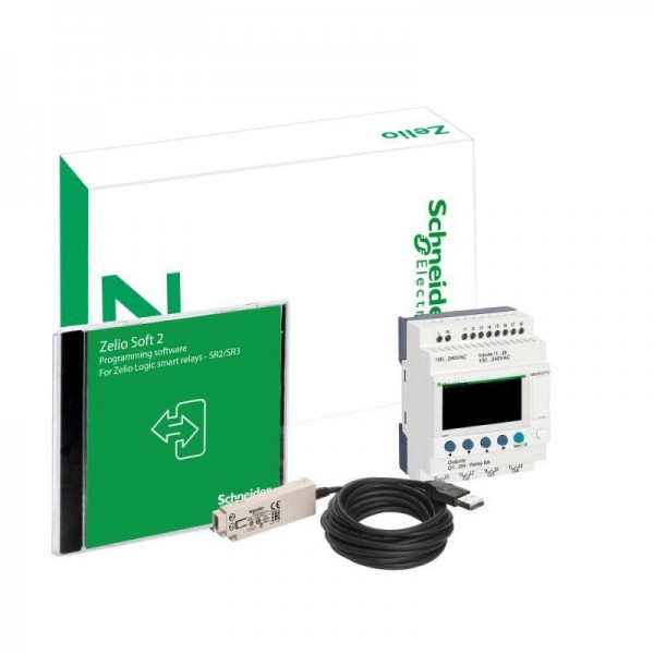  Комплект ZELIO LOGIC (компактное реле+ПО+кабель SR2USB01) 8вх/4вых 100-240В SchE SR2PACKFU 