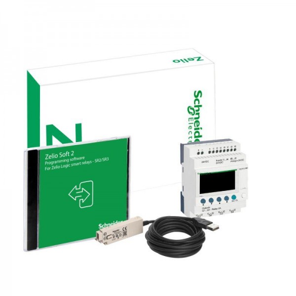  Комплект ZELIO LOGIC (компактное реле+ПО+кабель SR2USB01) 8вх/4вых питание 24В SchE SR2PACKBD 
