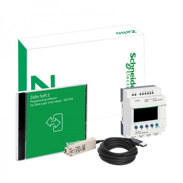  Комплект ZELIO LOGIC (модульное реле+ПО+кабель SR2USB01) 6вх/4вых питание 24В SchE SR3PACKBD 