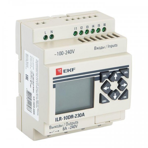  Реле программируемое 10 входов/выходов с дисплеем 230В PRO-Relay PROxima EKF ILR-10DR-230A 