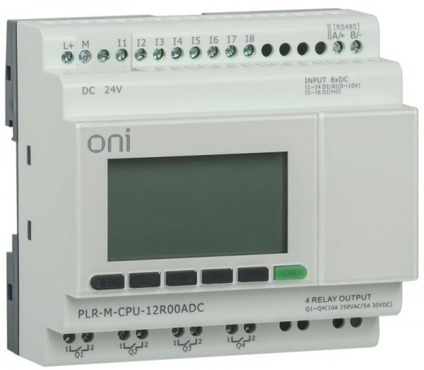  Контроллер программируемый логистический (микро ПЛК) PLR-M. CPU DI08/DO04(R) 24В DC ONI PLR-M-CPU-12R00ADC 
