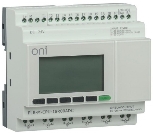  Контроллер программируемый логистический (микро ПЛК) PLR-M. CPU DI12/DO06(R) 24В DC ONI PLR-M-CPU-18R00ADC 