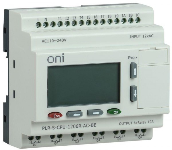  Реле логическое PLR-S. CPU1206(R) 220В AC с экраном ONI PLR-S-CPU-1206R-AC-BE 