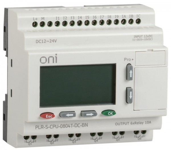  Реле логическое PLR-S. CPU0804(T) 24В DC с экраном ONI PLR-S-CPU-0804T-DC-BN 