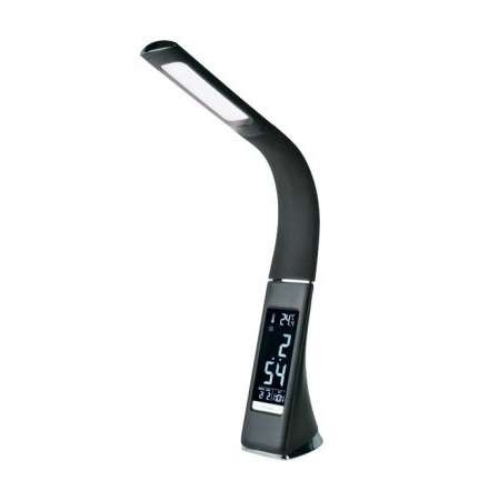  Светильник светодиодный TLD-542 Black/300лм/5000К/Dimmer настол. часы календ. терм. черн. 5Вт Uniel UL-00001816 