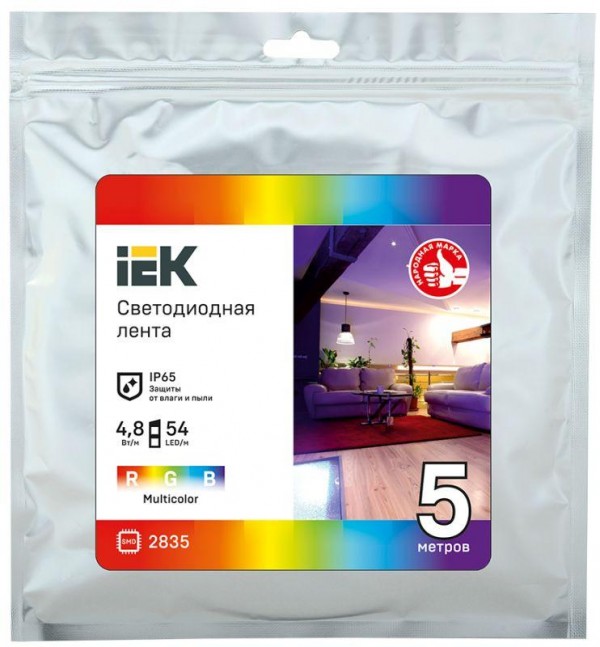  Лента светодиодная LED LSR-2835RGB54-4.8-IP65-12В (уп.5м) ИЭК LSR1-3-054-65-3-05 