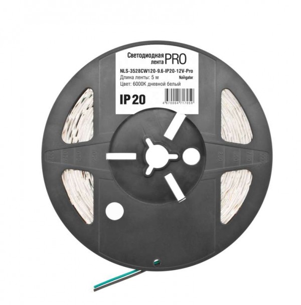  Лента светодиодная 71 705 NLS-3528CW120-9.6-IP20-12V-Pro R5 9.6Вт/м (уп.5м) Navigator 71705 