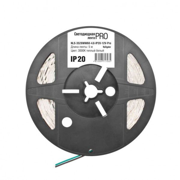  Лента светодиодная 71 703 NLS-3528WW60-4.8-IP20-12V-Pro R5 4.8Вт/м (уп.5м) Navigator 71703 