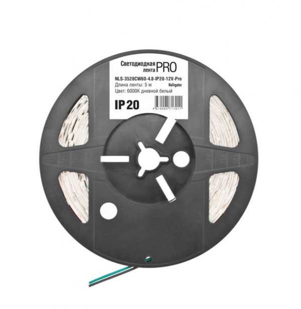  Лента светодиодная 71 701 NLS-3528CW60-4.8-IP20-12V-Pro R5 4.8Вт/м (уп.5м) Navigator 71701 