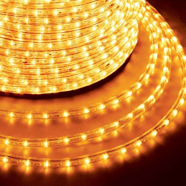  Шнур светодиодный Дюралайт фиксинг круглый 24LED/м Эконом желт. (уп.100м) Neon-Night 121-121-4 