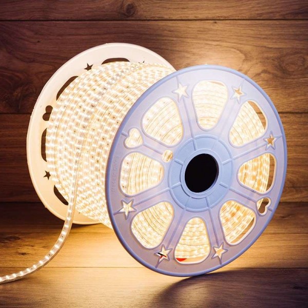  Лента светодиодная SMD2835 6.5x17мм 180LED/м 220В IP67 тепл. бел. (уп.100м) Neon-Night 142-202 