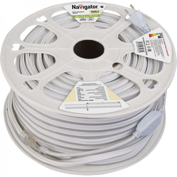  Лента светодиодная 71 930 NLS-2835WW92-9-IP67-220V-NEONLED 9Вт/м (уп.20м) Navigator 71930 