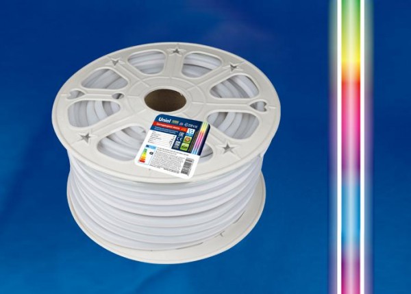  Лента светодиодная герметичная гибкая ULS-N22-5050-80LED/m-8mm-IP67-220V-10W/m-50M-RGB (уп.50м) NEON Uniel UL-00005581 