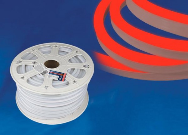  Лента светодиодная герметичная гибкая ULS-N21-2835-120LED/m-8mm-IP67-220V-8Вт/m-50M-RED (уп.50м) NEON Uniel UL-00003770 