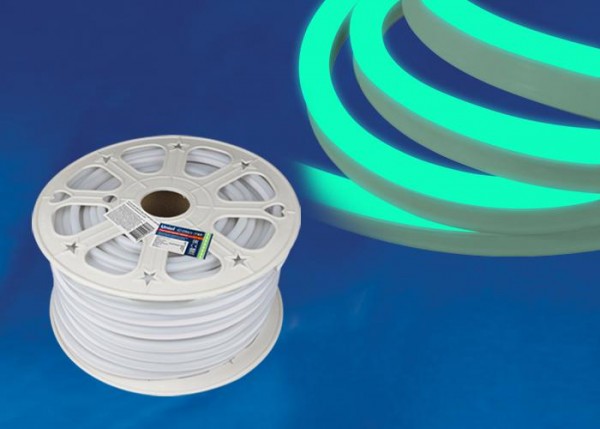  Лента светодиодная герметичная гибкая ULS-N21-2835-120LED/m-8mm-IP67-220V-8Вт/m-50M-GREEN (уп.50м) NEON Uniel UL-00003767 