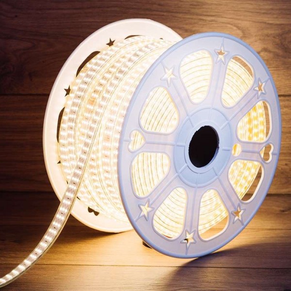  Лента светодиодная SMD2835 7.5x20мм 276LED/м 220В IP67 тепл. бел. (уп.50м) Neon-Night 142-204 