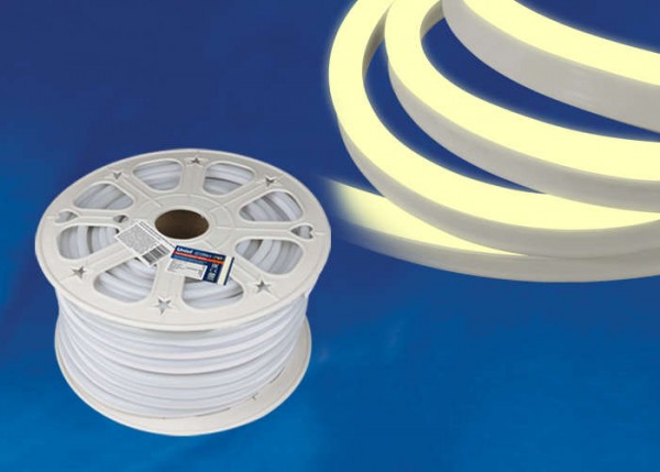  Лента светодиодная ULS-N21-2835-120LED/м-8мм-IP67-220В-8Вт/м-50M-WW NEON (уп.50м) Uniel UL-00002925 
