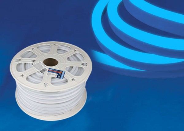  Лента светодиодная ULS-N21-2835-120LED/м-8мм-IP67-220В-8Вт/м-50M-BLUE NEON (уп.50м) Uniel UL-00002926 