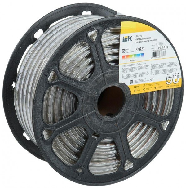  Лента светодиодная LED LSR-5050RGB30-7.2-IP67-220В (уп.50м) ИЭК LSR4-3-030-67-0-50 