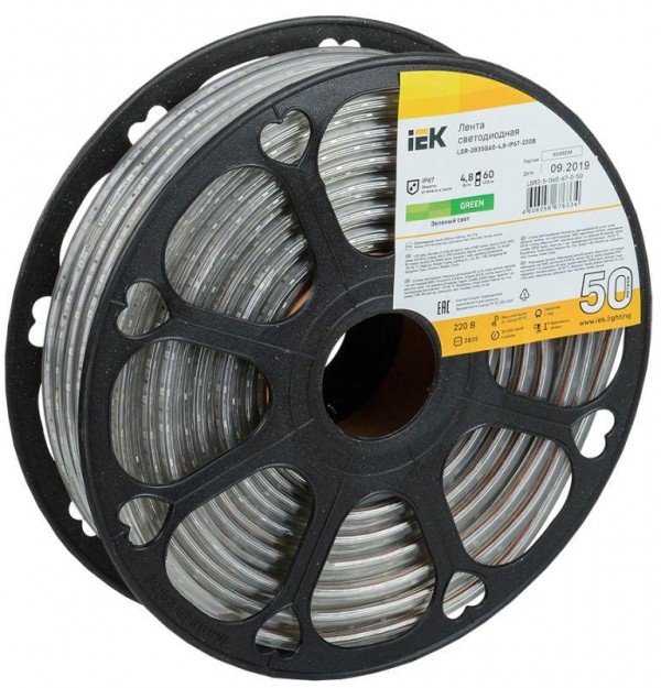  Лента светодиодная LED LSR-2835G60-4.8-IP67-220В (уп.50м) ИЭК LSR3-5-060-67-0-50 