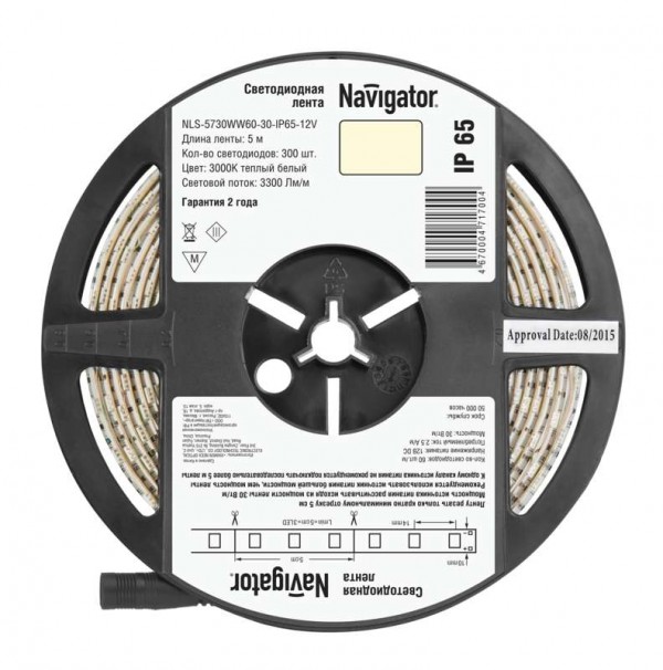  Лента светодиодная 71 700 NLS-5730WW60-30-IP65-12V R5 30Вт/м (уп.5м) Navigator 71700 