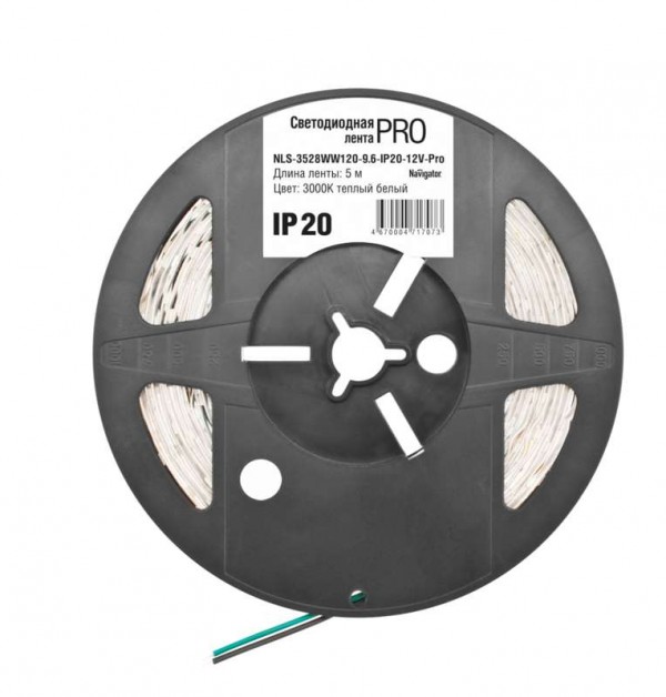  Лента светодиодная 71 707 NLS-3528WW120-9.6-IP20-12V-Pro R5 9.6Вт/м (уп.5м) Navigator 71707 