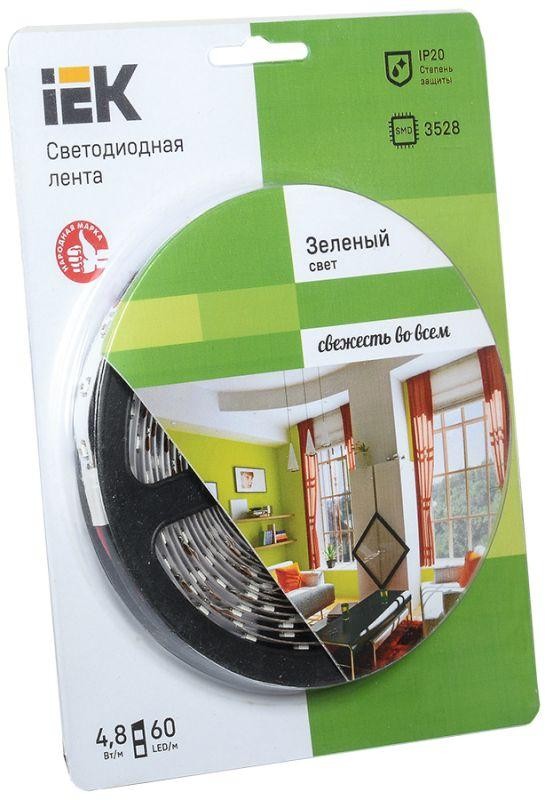  Лента светодиодная ECO LED LSR-3528G60-4.8-IP20-12V 5Вт/м (уп.5м) зел. ИЭК LSR1-5-060-20-1-05 