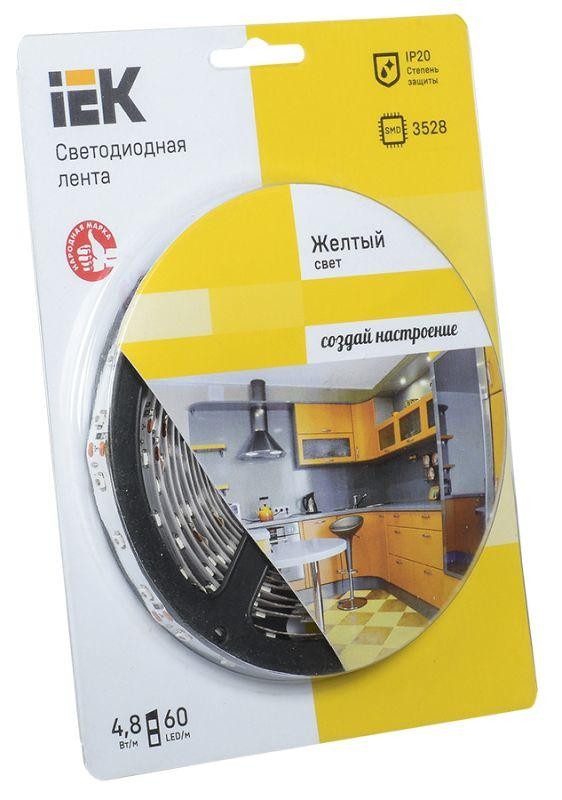  Лента светодиодная ECO LED LSR-3528Y60-4.8-IP20-12V 5Вт/м (уп.5м) желт. ИЭК LSR1-4-060-20-1-05 