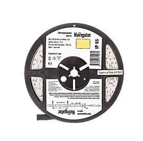  Лента светодиодная 71 407 NLS-3528Y60-4.8 IP65 12B R5 4.8Вт/м (уп.5м) Navigator 71407 