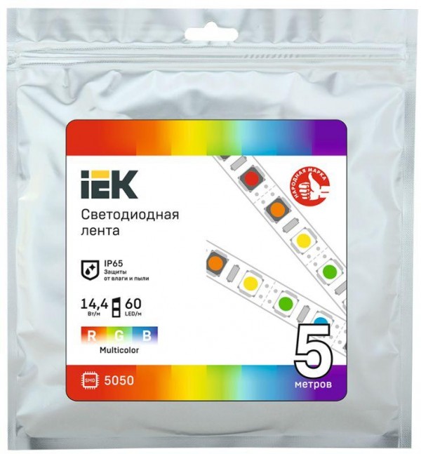  Лента светодиодная LED LSR-5050RGB60-14.4-IP65-12В (уп.5м) ИЭК LSR2-3-060-65-3-05 