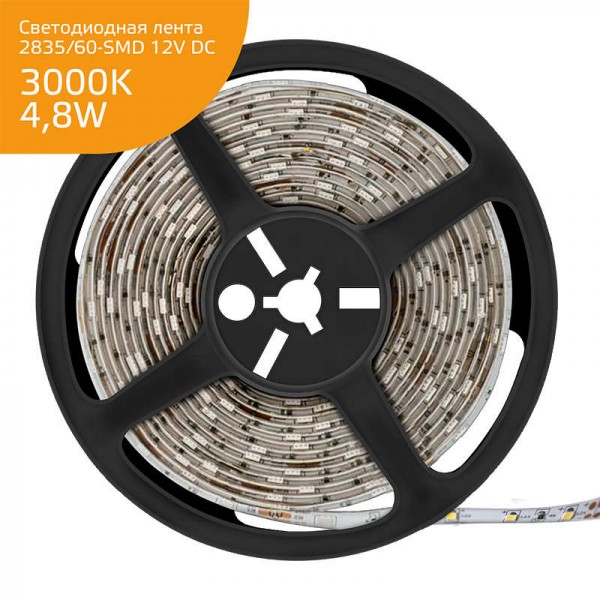  Лента светодиодная Elementary 2835/60-SMD 4.8Вт 12В DC IP66 тепл. бел. (уп.5м) Gauss 356000105 