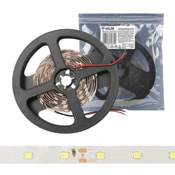  Лента светодиодная ULS-Q921 2835-60LED/m-8mm-IP20-DC12V-4.8Вт/m-3M-WW (уп.3м) Volpe UL-00002248 