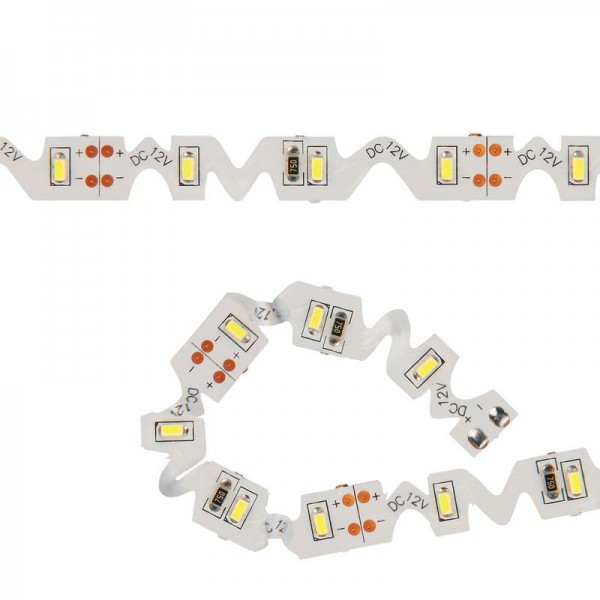  Лента светодиодная гибкая фигурная ULS-Z02-3014-60LED/m-8mm-IP20-DC12V-6W/m-3M-DW зиг-заг 3м IP20 свет хол. бел. 6Вт/м (уп.3м) Uniel 10778 