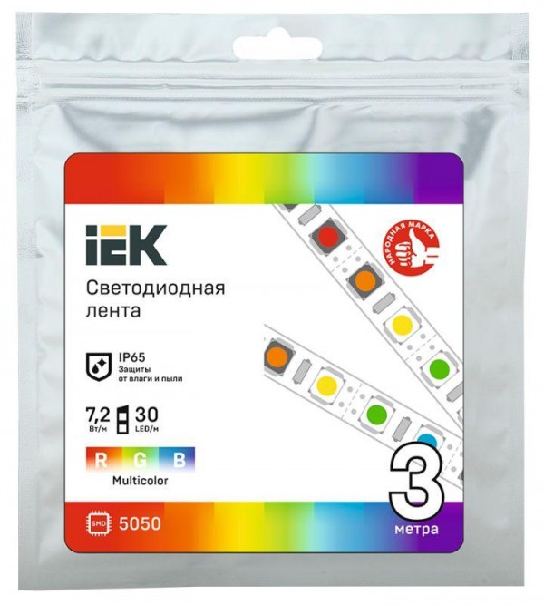  Лента светодиодная LED LSR-5050RGB30-7.2-IP65-12В (уп.3м) ИЭК LSR2-3-030-65-3-03 