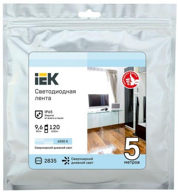  Лента светодиодная LED LSR-2835W120-9.6-IP65-12В (уп.5м) IEK LSR1-2-120-65-3-05 