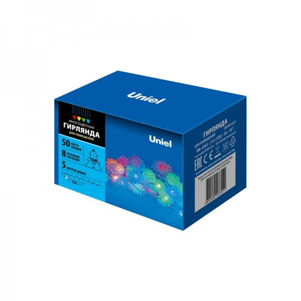  Гирлянда LED "Шишки" ULD-S0500-050/DTA MULTI IP20 PINE CONES 5м 50 диодов разноцвет. свет провод прозр. Uniel UL-00007193 