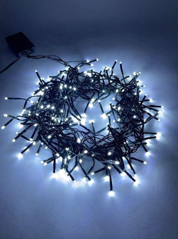  Гирлянда светодиодная "Нить Мишура" 2м 200LED 220В IP20 зел. провод хол. свет ЭРА Б0047969 