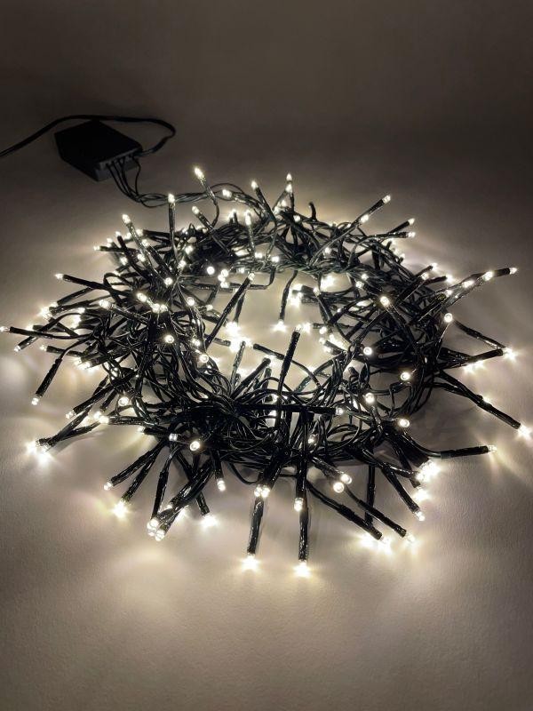  Гирлянда светодиодная "Нить Мишура" 2м 200LED 220В IP20 зел. провод тепл. свет ЭРА Б0047970 