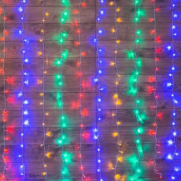  Гирлянда "Светодиодный Дождь" 2.5x2м свечение с динамикой 300LED мультиколор 230В провод прозр. Neon-Night 235-059 